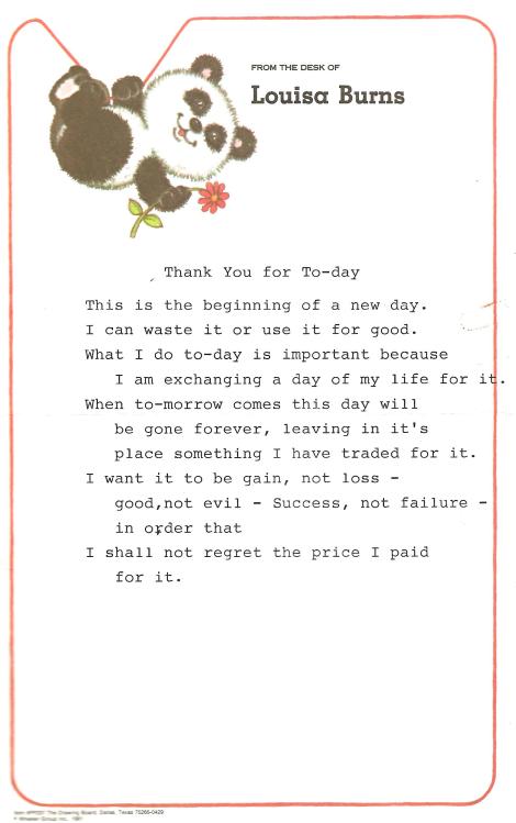 From the Desk of Louisa Burns Thank You Note