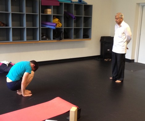 Srivatsa Ramaswami and student demonstrating purna utkatasana by eva the dragon 2013